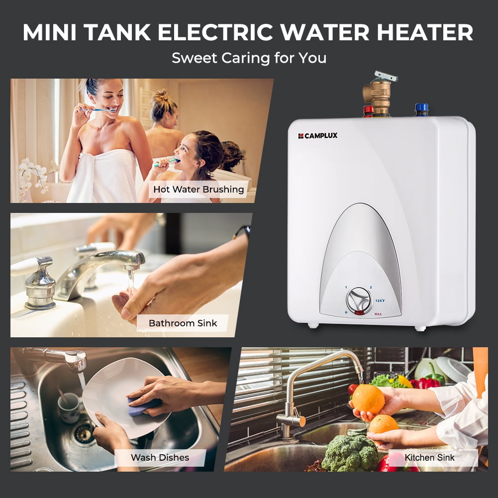 CAMPLUX 2.5-Gallon Electric Mini Tank Water Heater with 2 Years Warranty, 120 V, 1440 W