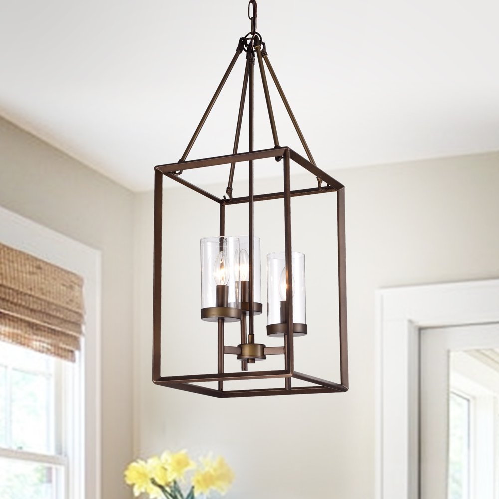 Jerling 3Light Antique Bronze Candle Style Cage Pendant