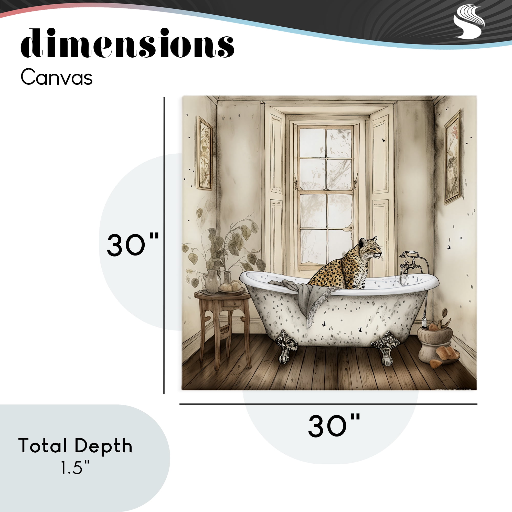 Neutral Leopard Bathtime Canvas Wall Art, design by Sasha
