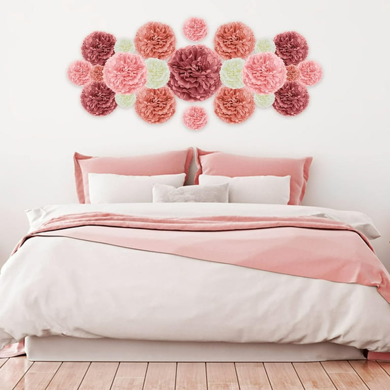 Dusty Pink, Blush Paper Flowers - Nursery Wall Paper Flowers