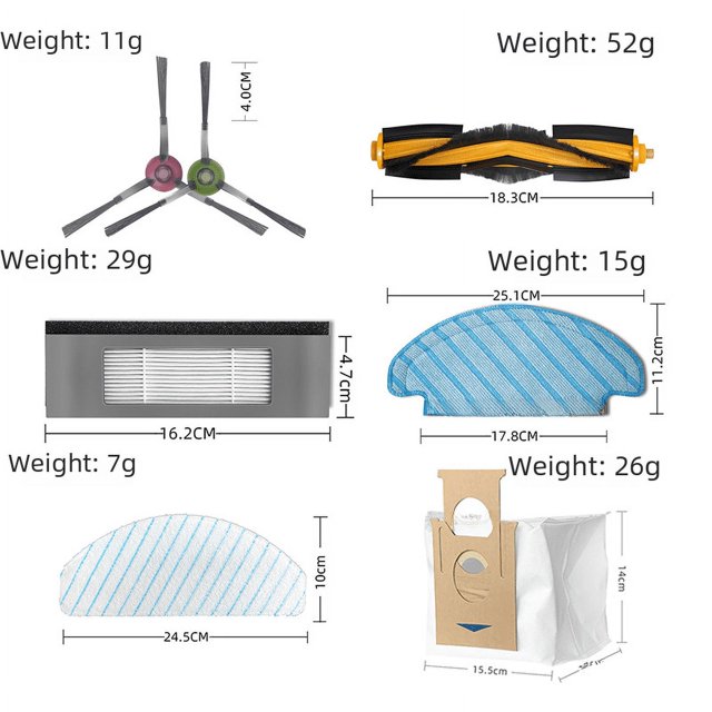 Adecuado para accesorios de robot barredor Cobos, bolsa de polvo con filtro, paño T8aivi/Max N8PRO, cepillo lateral principal