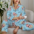 thumbnail image 5 of KLL I Am A Fan Popcorn Print Women's Long Sleeve Pajamas with Pants Sleepwear Loungewear 2 Set-XX-Large, 5 of 7