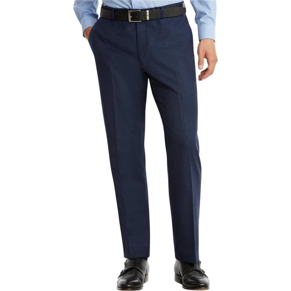 Tommy Hilfiger Mens Plaid Stretch Dress Pants Slacks, Blue, 36W x 30L