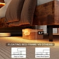 thumbnail image 6 of Galnfu Floating Full Size Bed Frame with LED Light and USB Port Charging Station, Platform Bed with Wooden Storage Headboard, Sturdy Steel Slats,Easy to Assemble, Vintage Brown, 6 of 9
