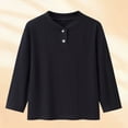 thumbnail image 2 of TOWED22 Boys Long Sleeve Henley Shirts Casual Crewneck Tees with Buttons Soft Shirts for Boys,Black,6-12 M, 2 of 7