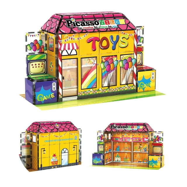 Bloque de construcción magnético, juguete, PicassoTiles, 60 piezas, tema de tienda
