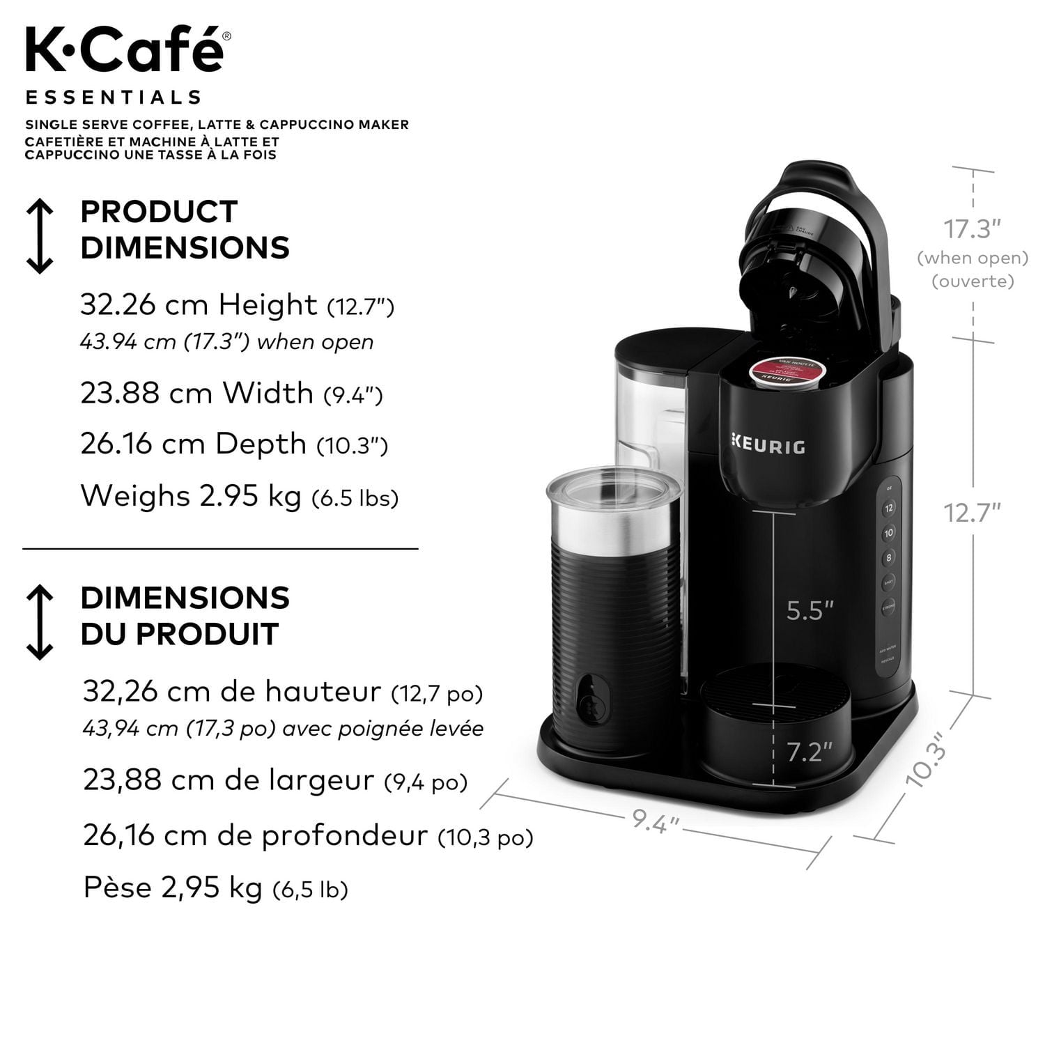 Keurig K-Café Essentials Coffee Maker with Milk Frother, Black