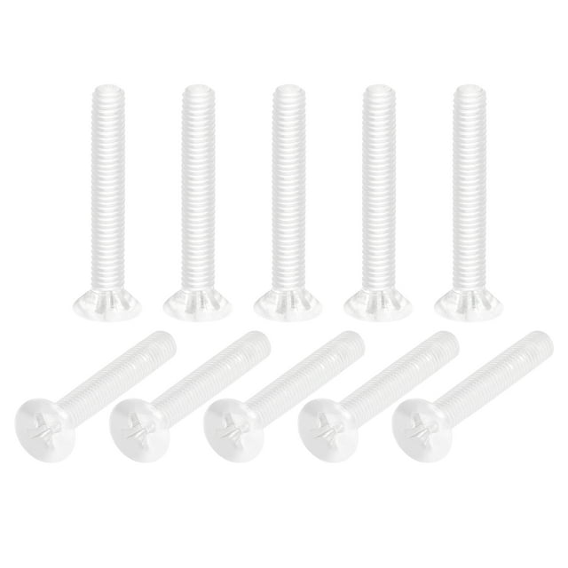 Unique Bargains M4x30mm Plastic Phillips Machine Screws, PC Flat Head Machine Bolts 10 Pack