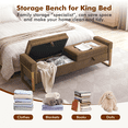 thumbnail image 2 of BaseBeauty 67" Storage Bench for Bedroom, End of Bed Bench with Double Lids, Velvet Bench for Bedroom with Gold Legs, Brown, 2 of 10