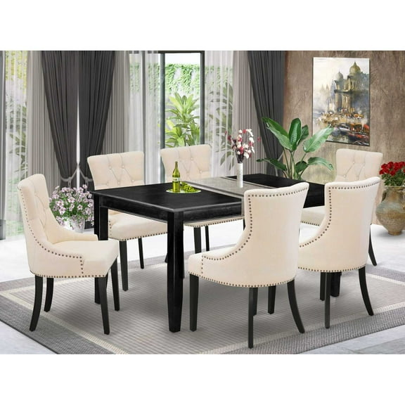 East West Furniture Dining Room Set Black, DUFR7-BLK-02