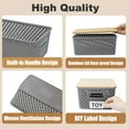 thumbnail image 3 of Small Plastic Storage Bins with Bamboo Lids - Decorative Storage Containers Bonlting Stackable Storage Baskets with Label for Organizing Shelves Drawers Desktop Closet Playroom Office (Grey, 6 Pack), 3 of 9