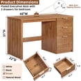 thumbnail image 2 of Fluted Executive Desk, 48" Modern Wood Office Desk with File Drawer & Metal Handles, Home Writing Study Computer Table for Work Study, Tea Brown, 2 of 9