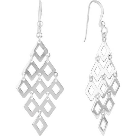 Sterling Silver Kite-Shaped Scale Drop Earrings