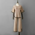 thumbnail image 6 of Womens 2 Piece Outfits Casual Short Sleeve Knit Sweater Tops Wide Leg Pants Lounge Sets, 6 of 7