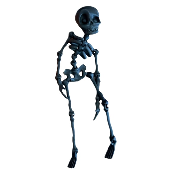 Leeye Halloween Posable Skeleton Figurine, Articulated Skeleton Decoration for Tabletop Desk Shelf Mantel Display, White 7.87x1.97x0.39in