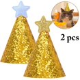 thumbnail image 1 of 2PCS Cone Birthday Hat Cloth Glitter Adjustable Star Birthday Hat Pet Party Hat, 1 of 10