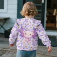 thumbnail image 4 of Uorisanigo Toddler Baby Girl Sweatshirt O-neck Pullover Tops Long Sleeve Shirts Top Ruffle Shoulder Purple Daisy Axolotl Pullover Sweatshirts Novelty Fall Winter Clothes, 4 of 7