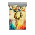 thumbnail image 2 of Ambesonne Colorful Fitted Sheet & Pillow Sham Set, Vintage Grunge Parrot, Twinxl, Multicolor, 2 of 3