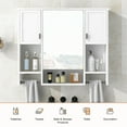 thumbnail image 2 of 35" Medicine Cabinet with Mirror, Wall Mounted Wood Storage Cabinet with Adjustable Shelves,Towel Racks, Modern Bathroom Vanity Mirror for Living Room, 2 of 9