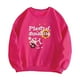 thumbnail image 3 of Sudadera de cuello redondo para mujer, lindos suéteres de cuello redondo para caminar y deportes Rosa Rosa, 3 of 7