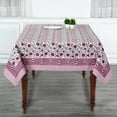thumbnail image 5 of Ridhi - Sangria Red and Cerise Pink 60x60 Inch square Cotton indian hand block print tablecloth, 5 of 7