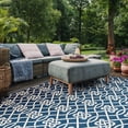 thumbnail image 4 of SAFAVIEH Courtyard Finian Distressed Geometric Indoor/Outdoor Area Rug Navy/Light Beige, 8' x 11', 4 of 10