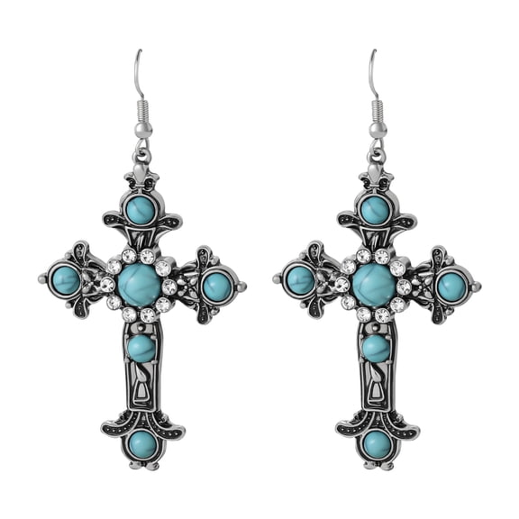 DESIGNICE Women'S Faux Turquoise Earrings Cross Earrings Turquoise Earrings for Women