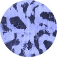 thumbnail image 1 of Ahgly Company Machine Washable Indoor Round Abstract Blue Modern Area Rugs, 4' Round, 1 of 4