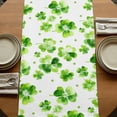 thumbnail image 5 of St. Patrick's Day Table Runner, Watercolor Lucky Shamrock Polka Dots Green Washable Cotton Linen Table Runners 36 Inches Long, Dresser Scarf Runner for Nightstand/End Tables/Round Tables 13''x36'', 5 of 9