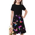 thumbnail image 2 of Pounoo New Dresses For Girls Leisure Print Short Sleeve Casual Dresses Round Neck Knee Length Dress Quick Drying Kids Dresses Girls 4-16, 2 of 7