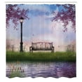 thumbnail image 3 of Ambesonne Nature Shower Curtain, Bench Flowing River Moon, 69"Wx75"L, Multicolor, 3 of 5