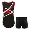 thumbnail image 2 of Alvivi Kids Girls Gymnastics Sleeveless Leotard with Booty Shorts Ballet Dance Unitard Activewear Red&Black 10, 2 of 5