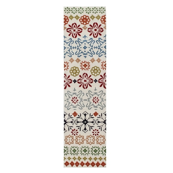 SAFAVIEH Wyndham Fionntan Abstract Floral Wool Runner Rug, Ivory/Multi, 2'3" x 9'