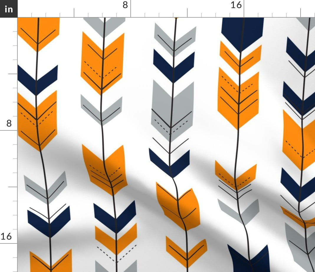 Fletching Arrows // Orange/Blue/Grey Fabric Printed by Spoonflower BTY 