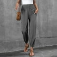 thumbnail image 5 of Hauaitttt Womens Linen Wide Leg Pants Casual Loose Elastic Waisted Barrel Beach Palazzo Pants with Pockets Casual Dress Pants for Women Summer Womens Casual Pants Petite Casual Two Piece Outfits for, 5 of 5