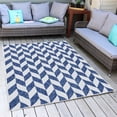 thumbnail image 4 of Sunnydaze Geometric Affinity Outdoor Patio Area Rug in Steel Blue - 5 ft. x 7 ft., 4 of 7