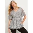 thumbnail image 5 of June + Vie Women's Plus Size Faux Wrap Fit-And-Flare Top, 5 of 5