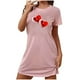 thumbnail image 2 of Camisón corto de San Valentín para mujer, talla grande, estampado en el pecho, cuello redondo, manga corta, 2 of 3