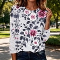 thumbnail image 2 of Noric Women Long Sleeve T-Shirt Loose Fit Casual Crew Neck Floral Print Fashion All Season Pullover Tops S-5XL, 2 of 8