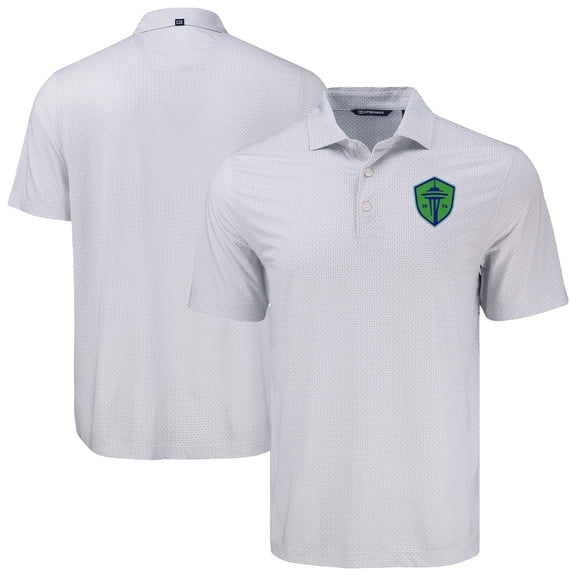 Men's-Cutter & Buck Gray Seattle Sounders FC Pike Eco Diamond Dot Print Recycled Polo