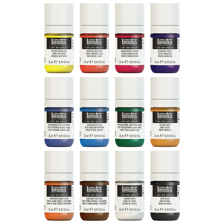 Liquitex Professional Soft Body Acrylic Color Mixing Set, 22ml, 12-Colors 