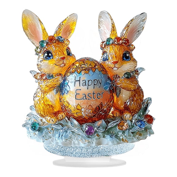 MXTPOV Acrylic Rabbit Ornaments for Table Decor, Crystal Easter Eggs Cute Bunny Decor for Party, Gifts for Adults Kids, Home Decor, Easter Decorations