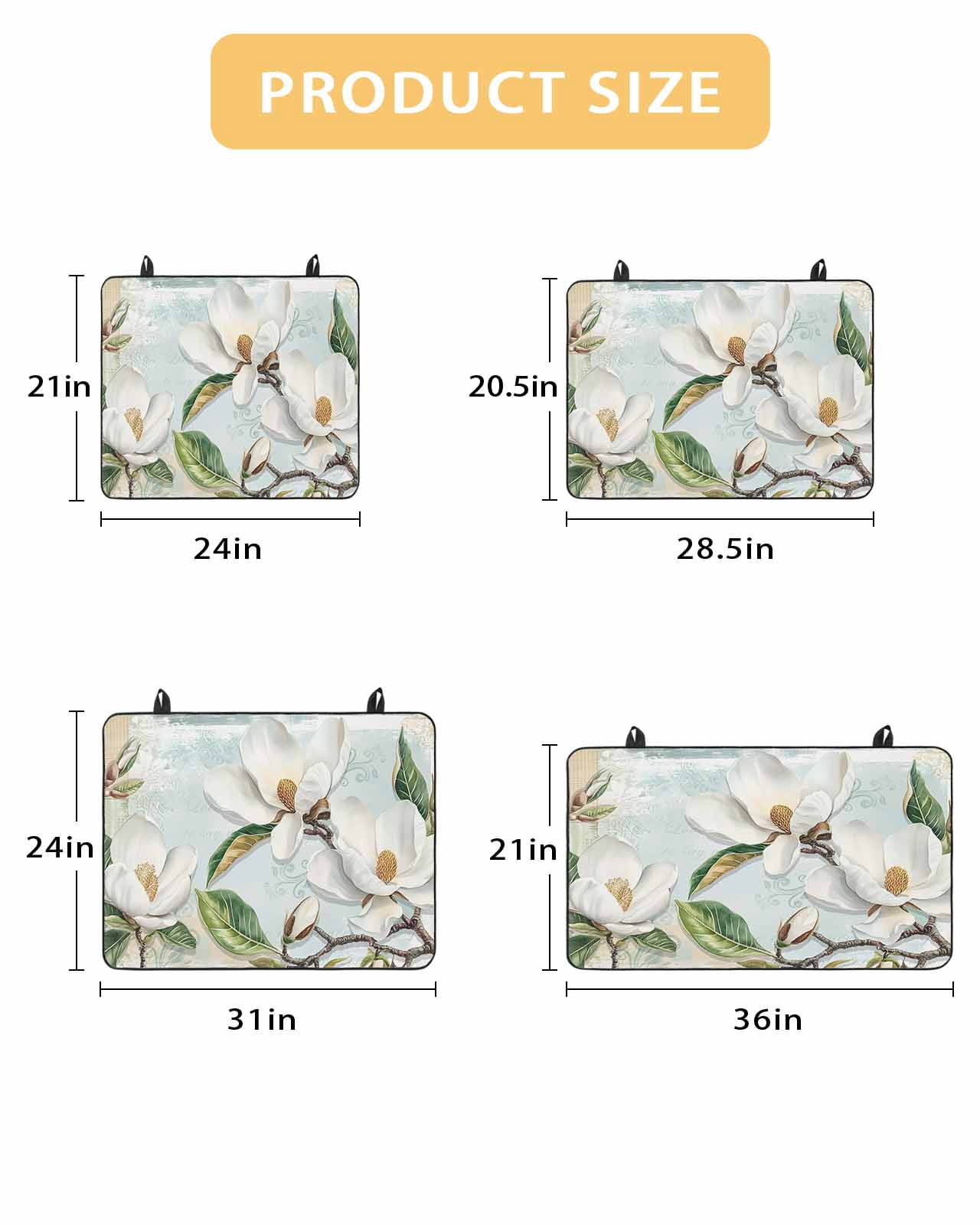 nqOlkjepod Large Induction Cooktop Protector Mat 36"x21", White Floral Stove Top Covers for Electric Stove, Pastoral Farmhouse Magnolia Flowers Leaves Stove Burner Cover Mats, Glass Top Stove Cover
