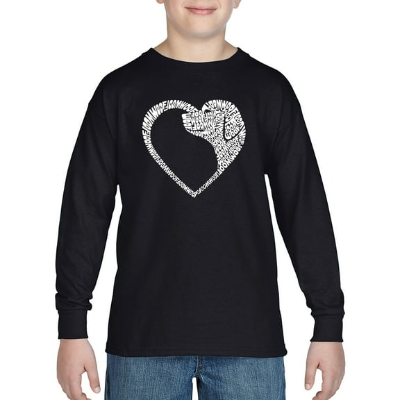 Dog Heart - Boy's Word Art Long Sleeve T-Shirt
