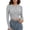 Light Gray, variant on Women's Round Neck Long Sleeve Knit Ribbed Fitted Crop Top Casual Basic Shirts Grey M