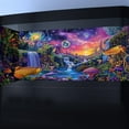 thumbnail image 4 of Galaxy Space Planet Aquarium Background, Waterfall Landscape Tapestry Fantasy Mountain Wave Wall Tapestry Mysterious Neon Plants Fish Tank with Mushroom Design, 4 of 5