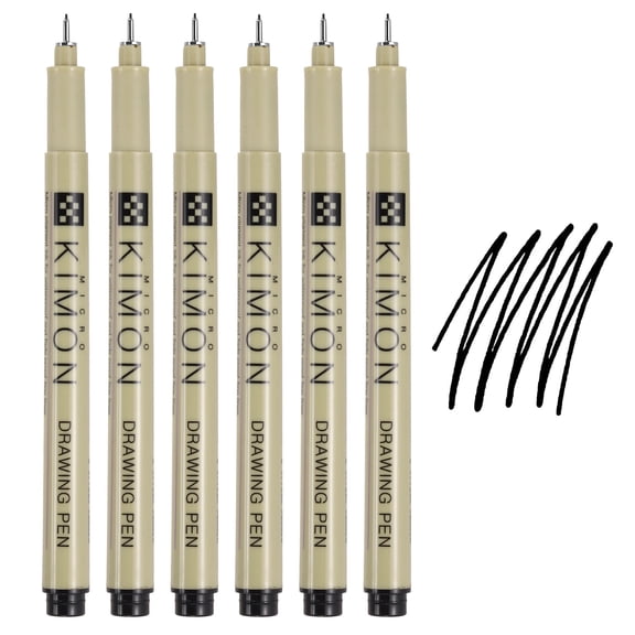 Fineliner Pens, 0.25mm Fine Points Drawing Pen for Sketching, Pack of 6
