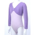 thumbnail image 3 of Hansber Kids Girls Velvet Leotard Backless Bodysuit Long Sleeves Tank Ballet Dancewear Sportswear Violet 120, 3 of 7