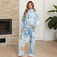 thumbnail image 4 of Yuyamidu Women's Tracksuits Matching Sweatsuit Blue Marble Texture Loungewear Lounge Sets 2 PCS Outfits Drawstring Pullover Sweatshirt Wide Leg Sweatpants with Pocket Yoga Golf Sport Tops Bottoms Set, 4 of 7