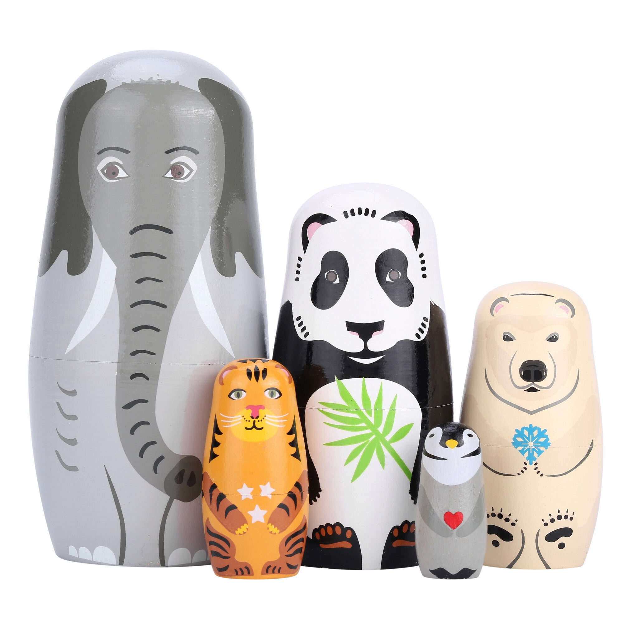 Mogoko Wooden Animal Nesting Dolls Elephant Panda Nesting Dolls Gift